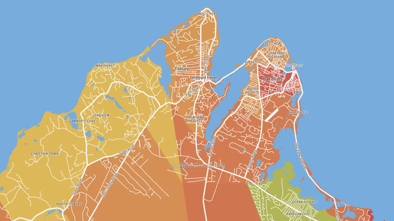 Vineyard Haven, MA Map of Murder Rates