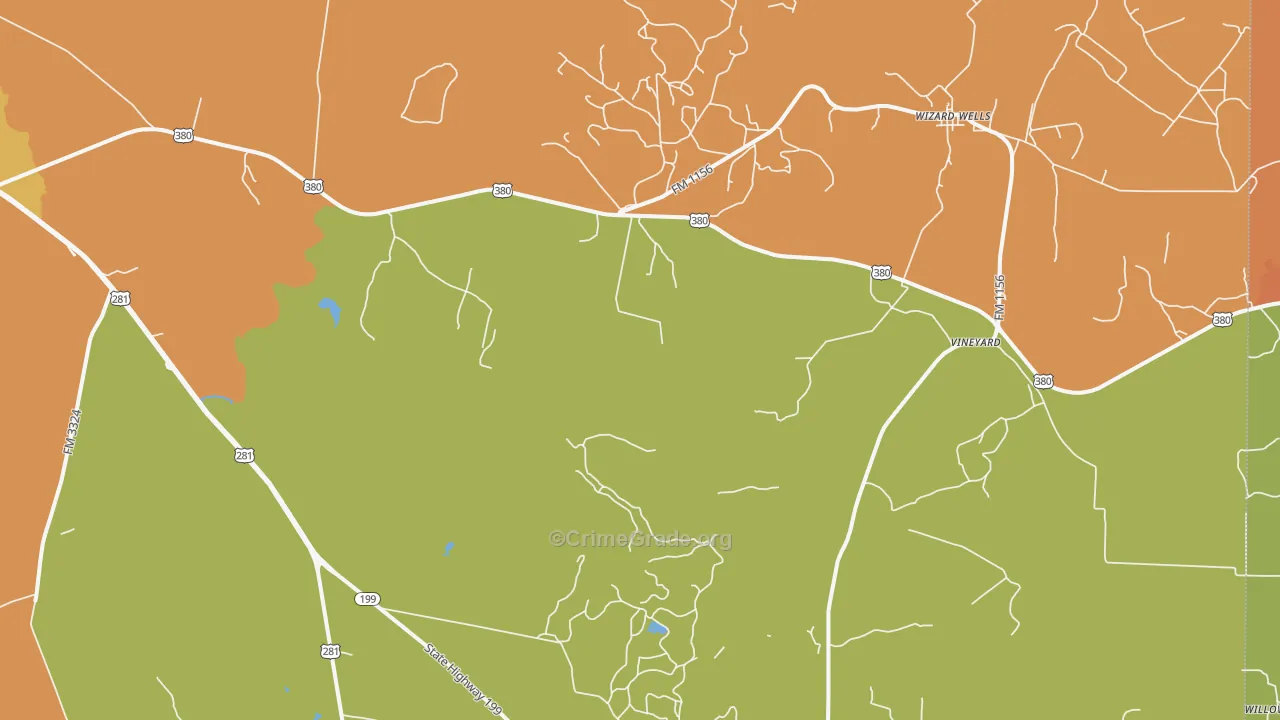 Vineyard, TX Map of Murder Rates
