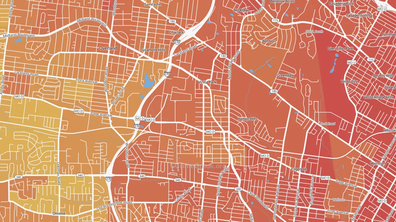 Vinita Park, MO Map of Murder Rates
