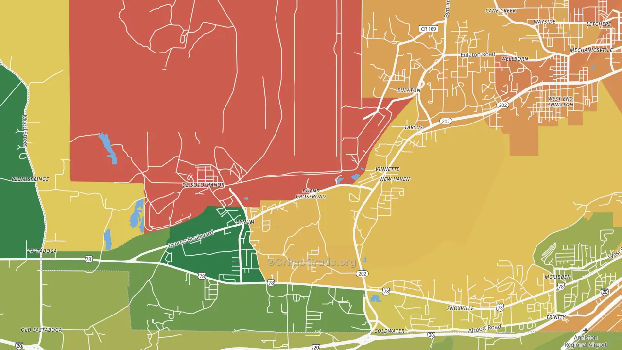Vinnette, AL Map of Murder Rates