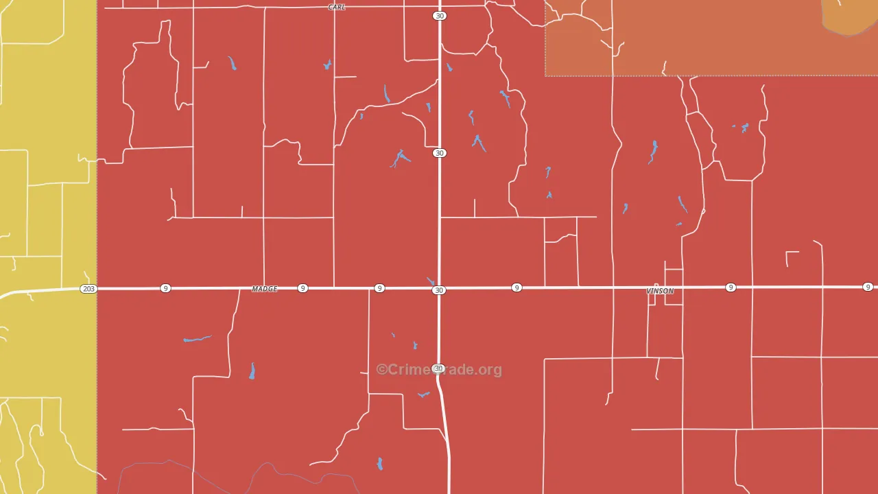 Vinson, OK Map of Murder Rates