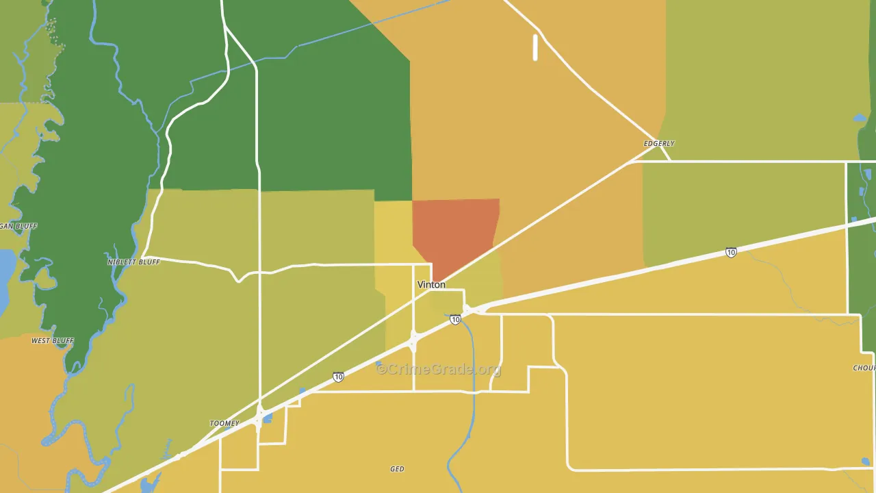 Vinton, LA Map of Murder Rates