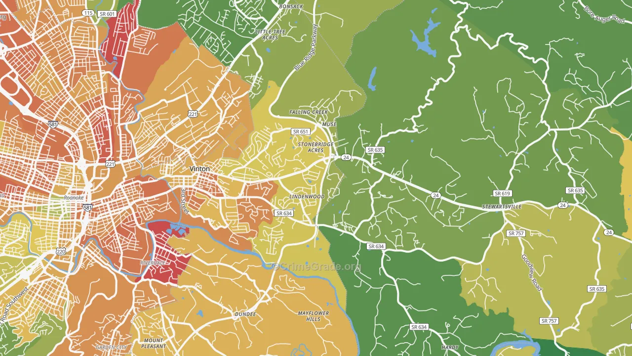 Vinton, VA Map of Murder Rates