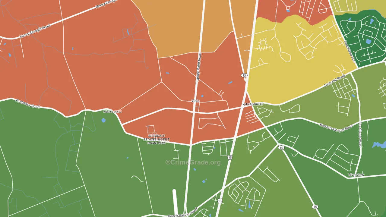 Viola, DE Map of Murder Rates