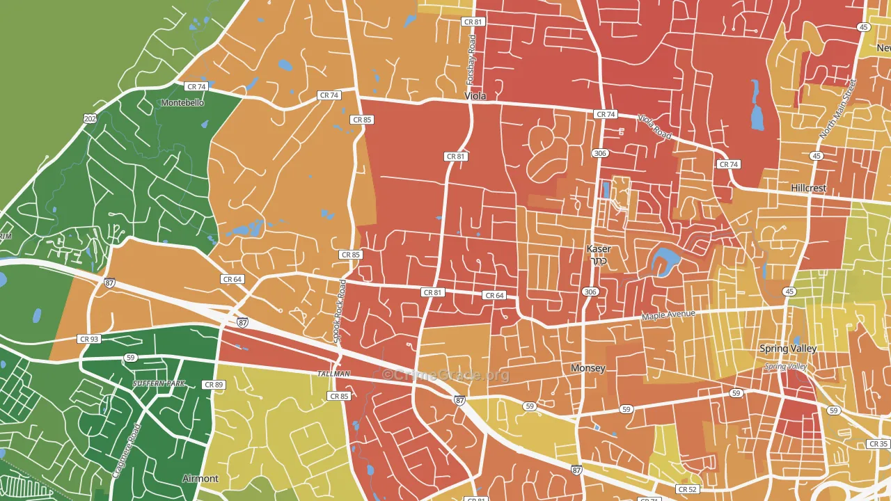 Viola, Monsey, NY Map of Murder Rates
