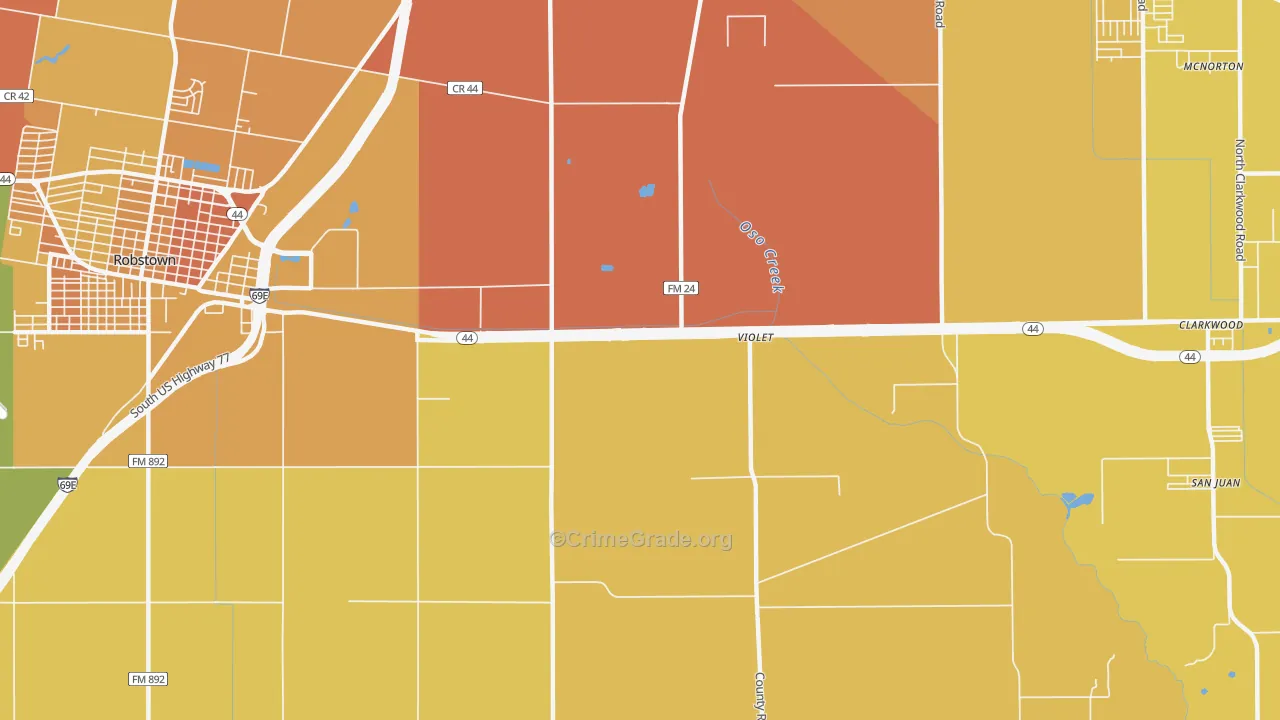 Violet, TX Map of Murder Rates