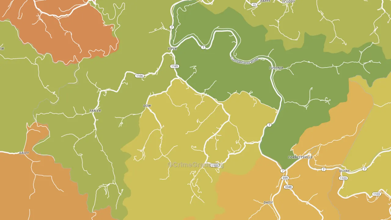 Viper, KY Map of Murder Rates