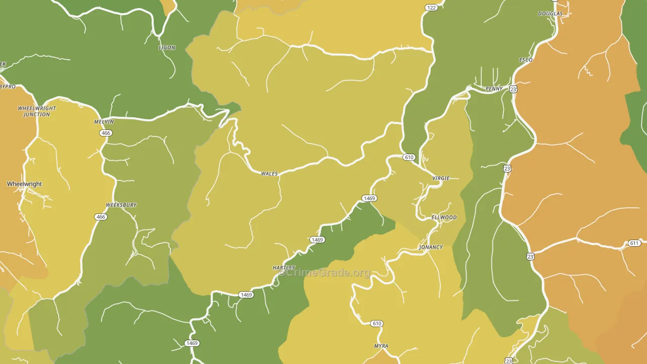 Virgie, KY Map of Murder Rates