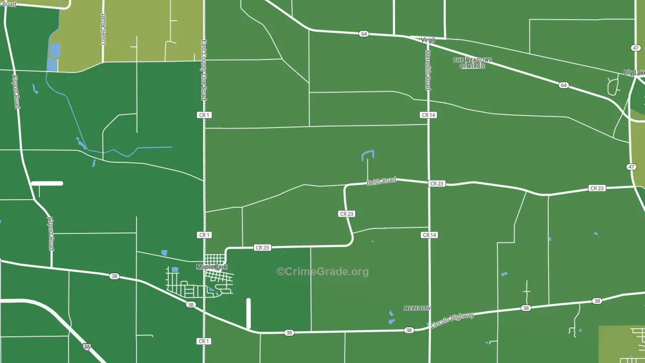 Virgil, IL Map of Murder Rates