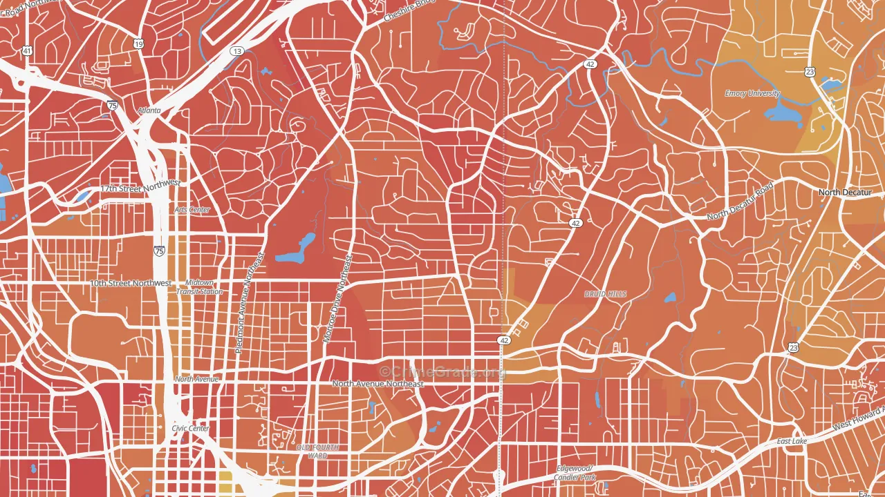 Virginia-Highland, Atlanta, GA Map of Murder Rates