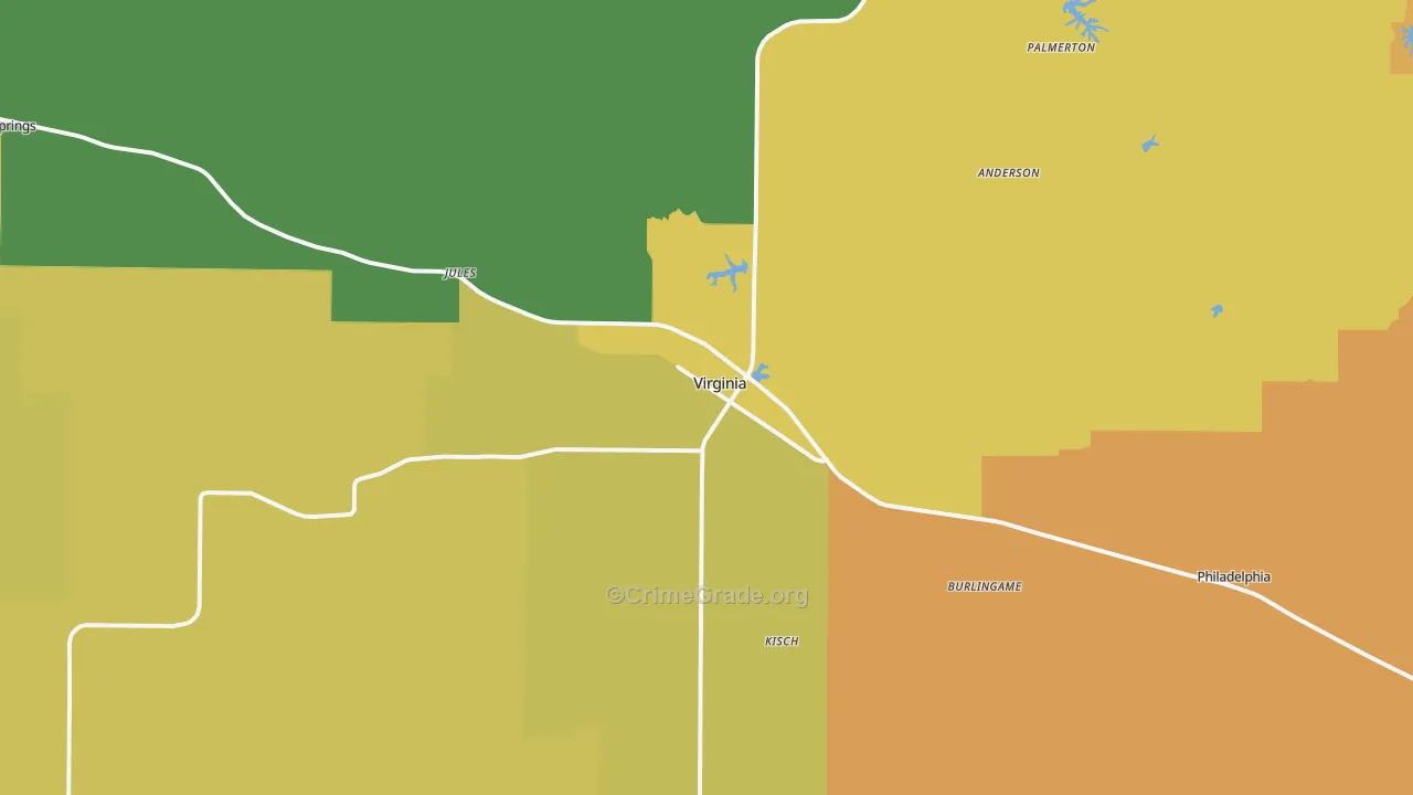 Virginia, IL Map of Murder Rates