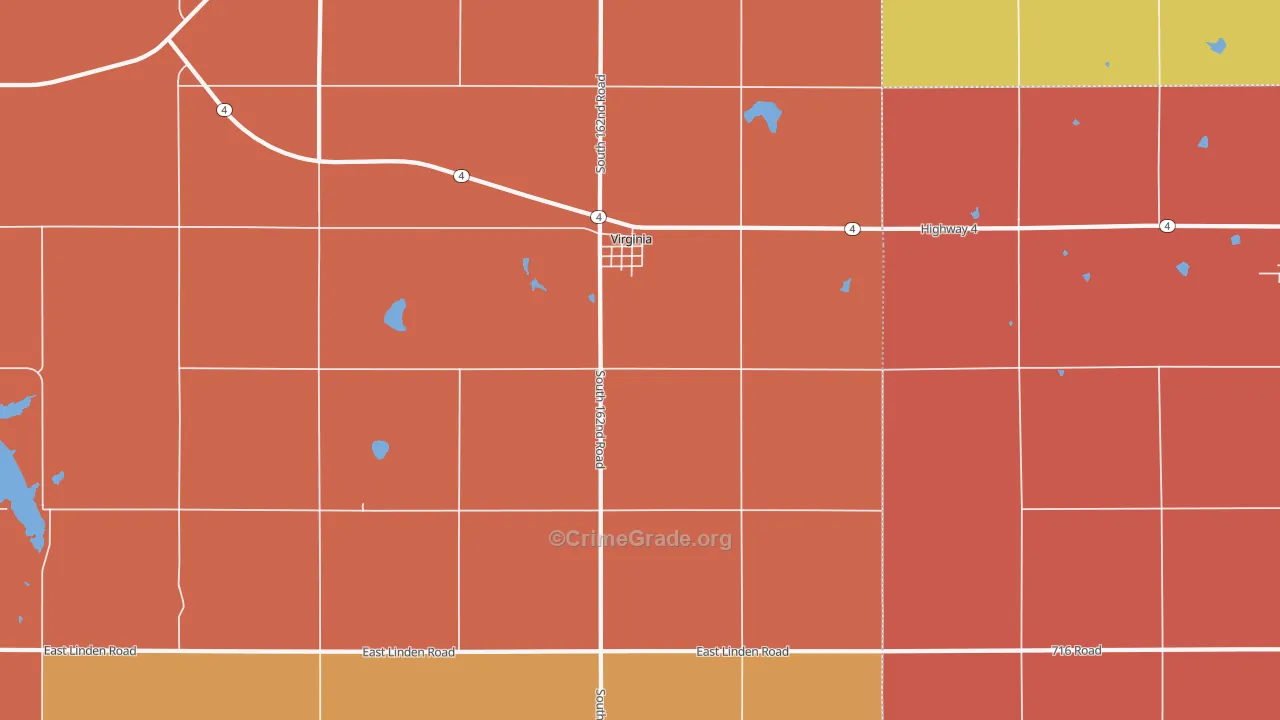 Virginia, NE Map of Murder Rates