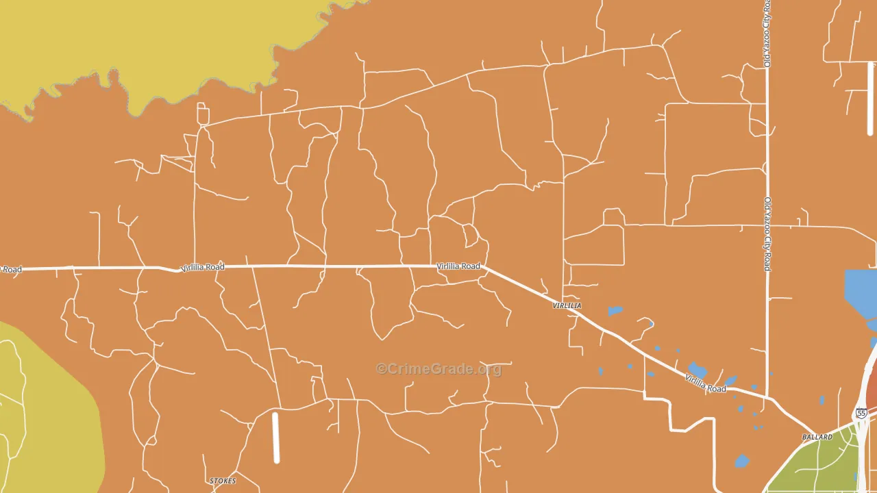 Virlilia, MS Map of Murder Rates