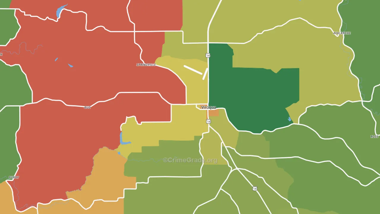 Viroqua, WI Map of Murder Rates