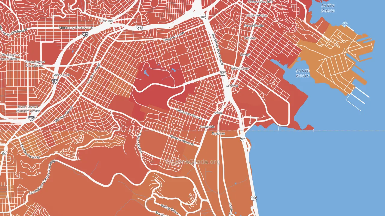 Visitacion Valley, San Francisco, CA Map of Murder Rates