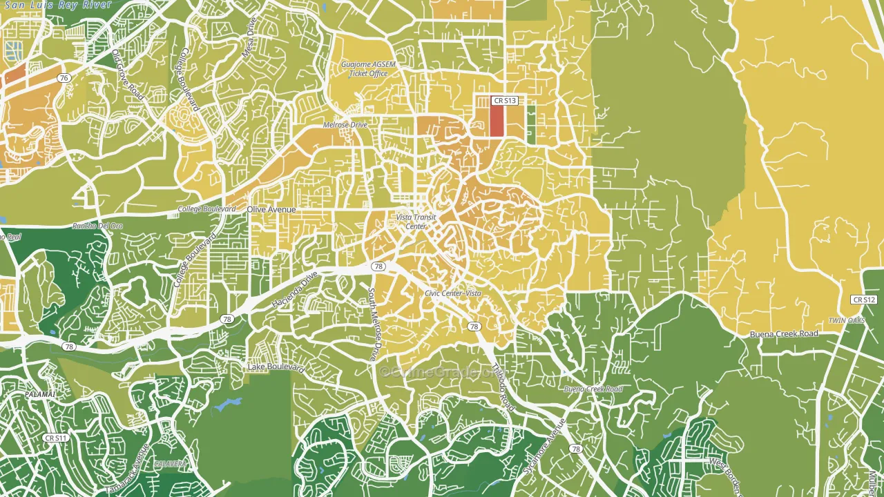 Vista, CA Map of Murder Rates