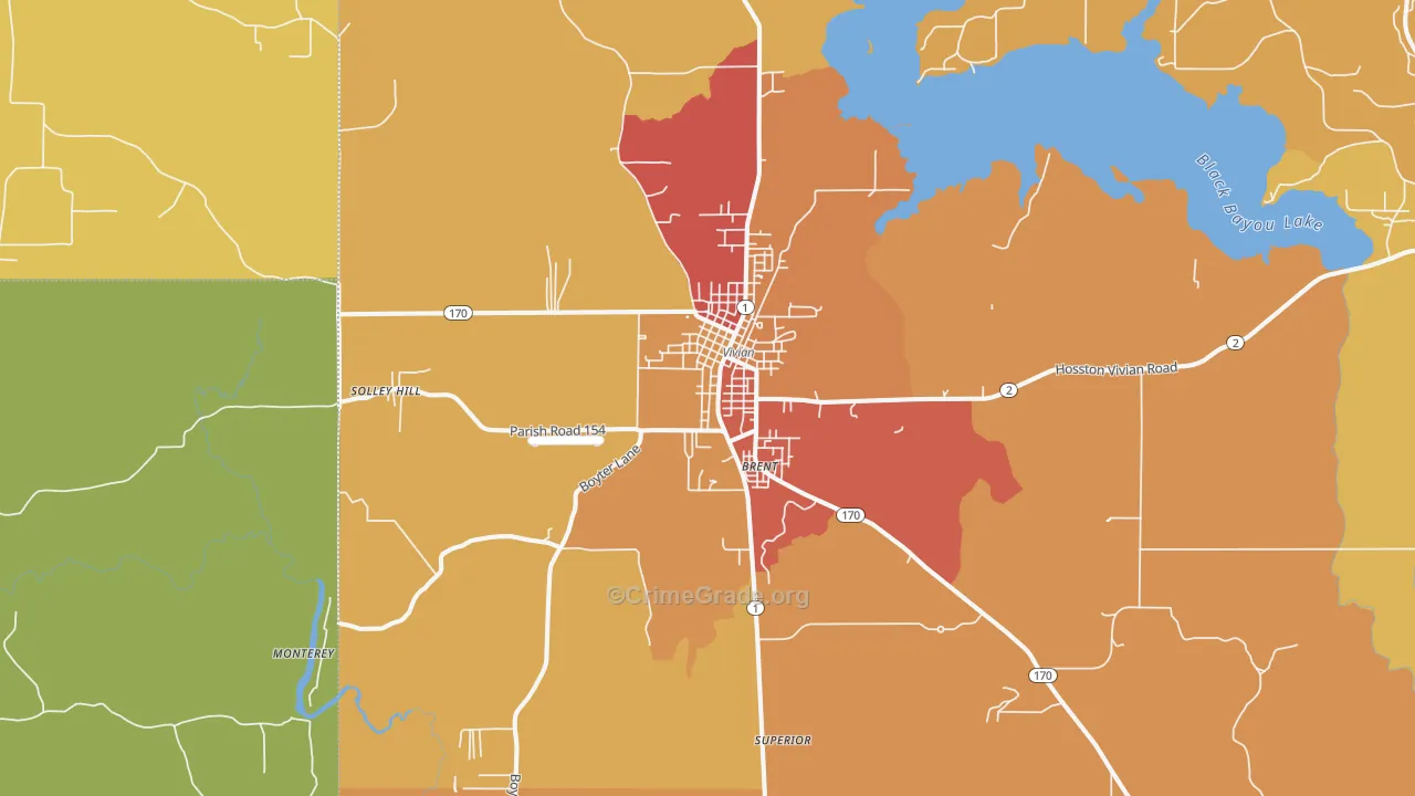 Vivian, LA Map of Murder Rates