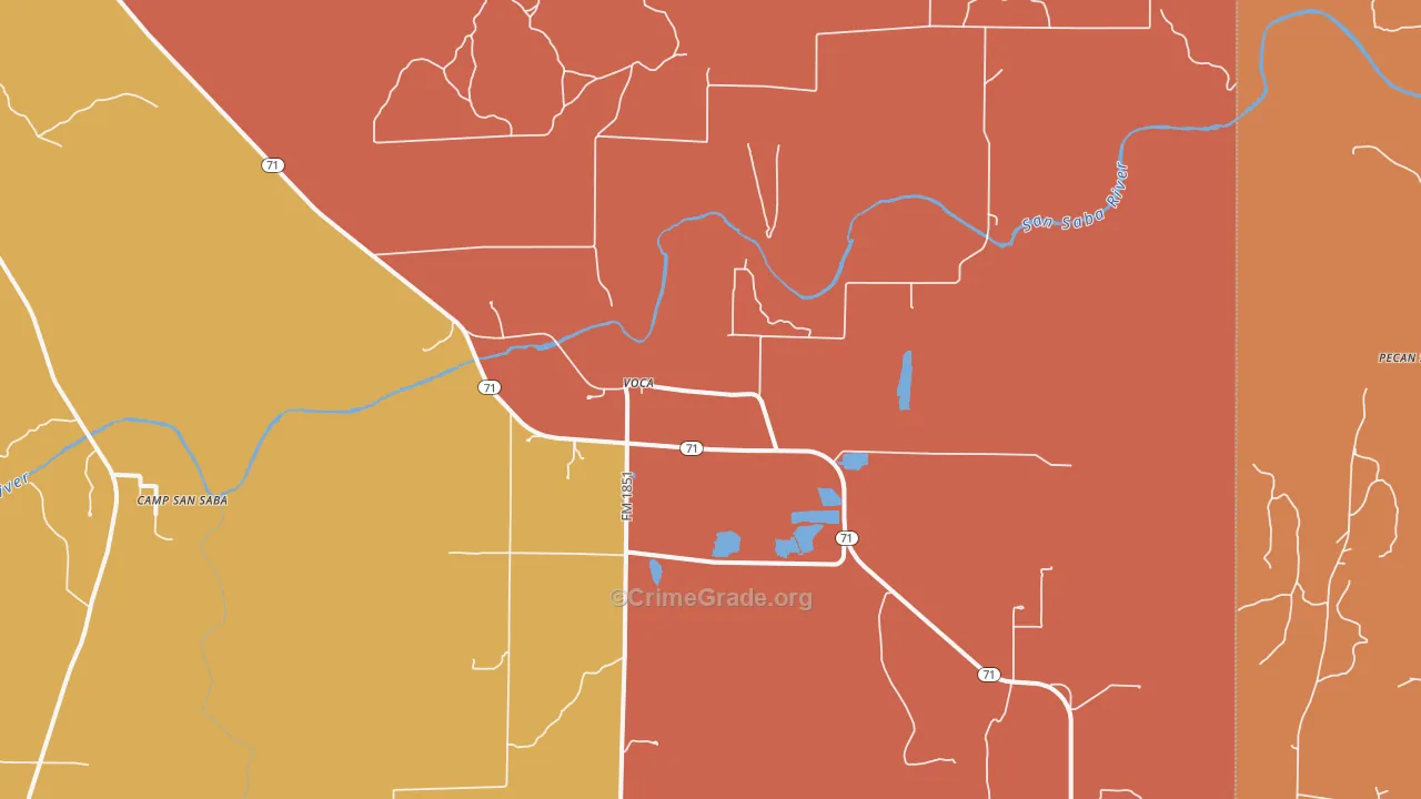 Voca, TX Map of Murder Rates