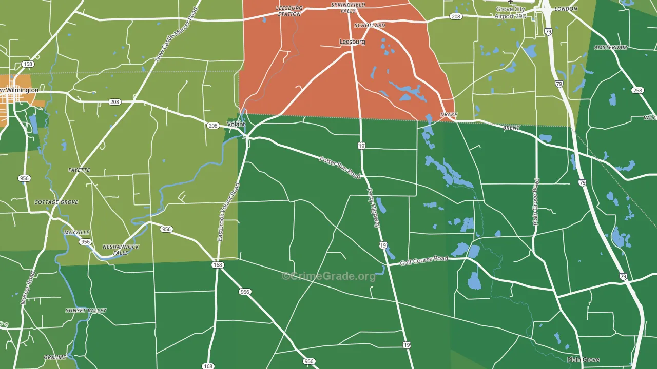 Volant, PA Map of Murder Rates