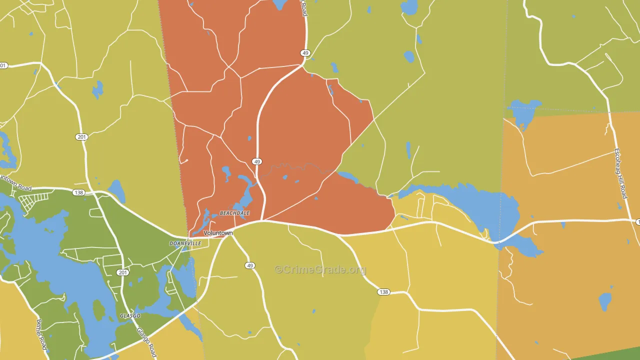 Voluntown, CT Map of Murder Rates