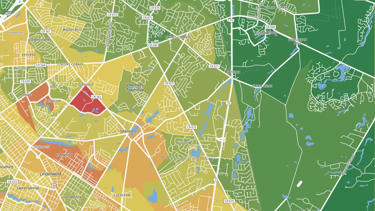 Voorhees, NJ Map of Murder Rates