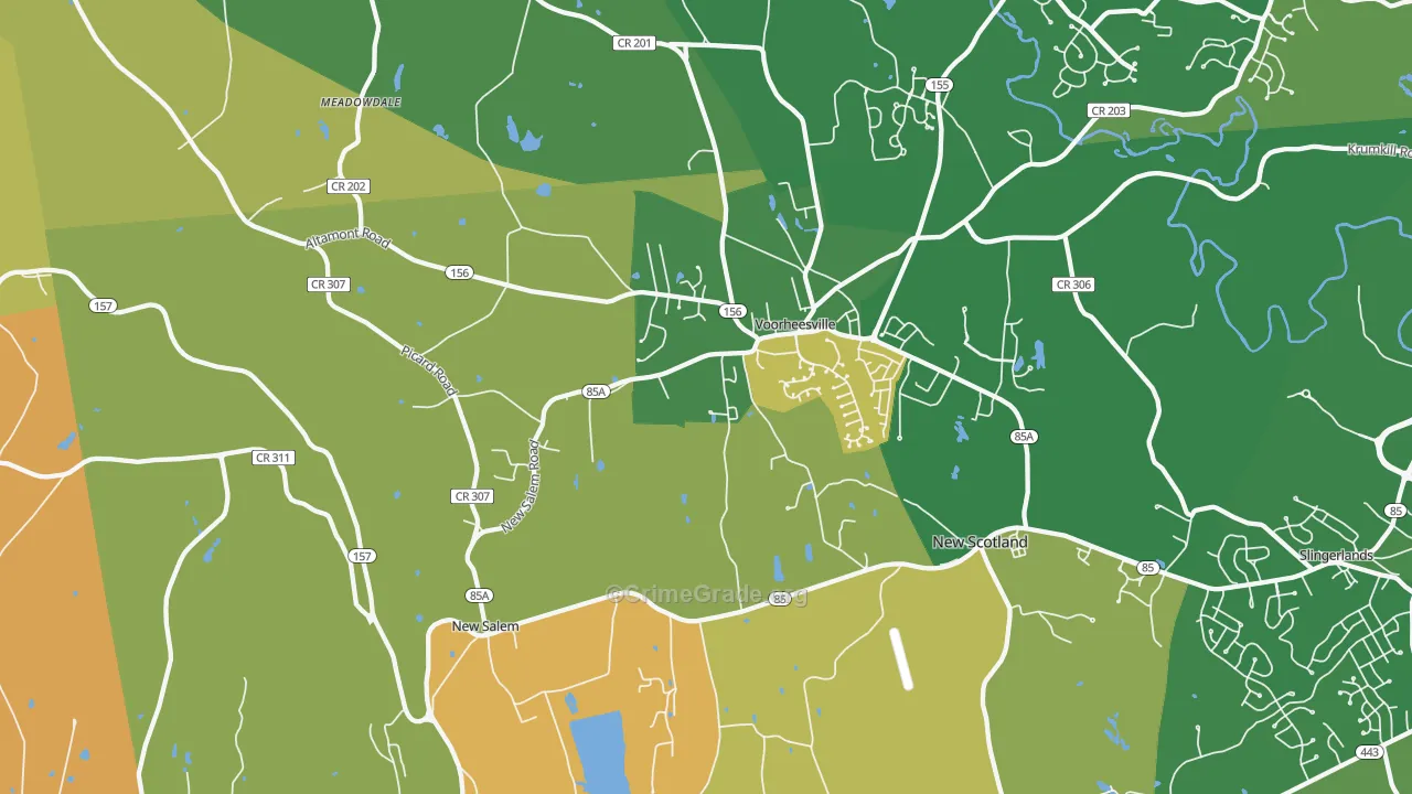 Voorheesville, NY Map of Murder Rates