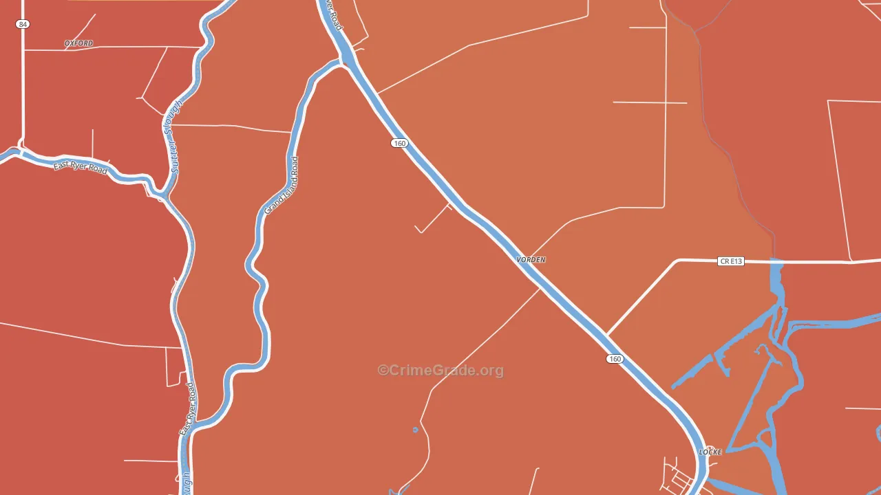 Vorden, CA Map of Murder Rates
