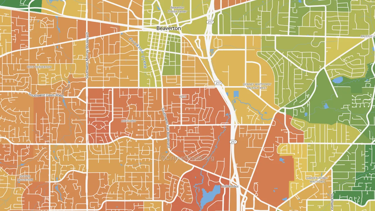 Vose, Beaverton, OR Map of Murder Rates
