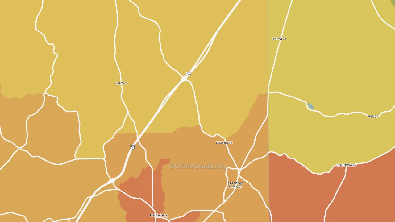 Vossburg, MS Map of Murder Rates