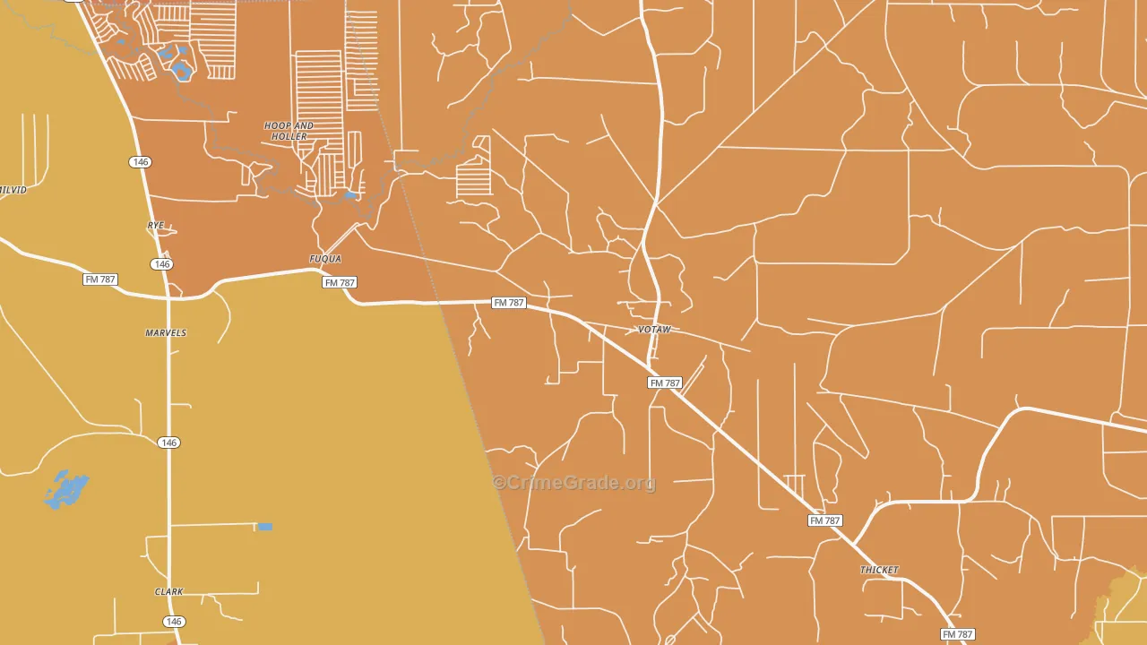 Votaw, TX Map of Murder Rates