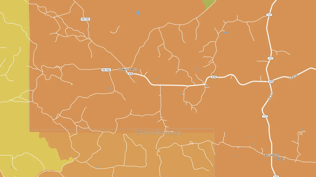 Vowells Mill, LA Map of Murder Rates