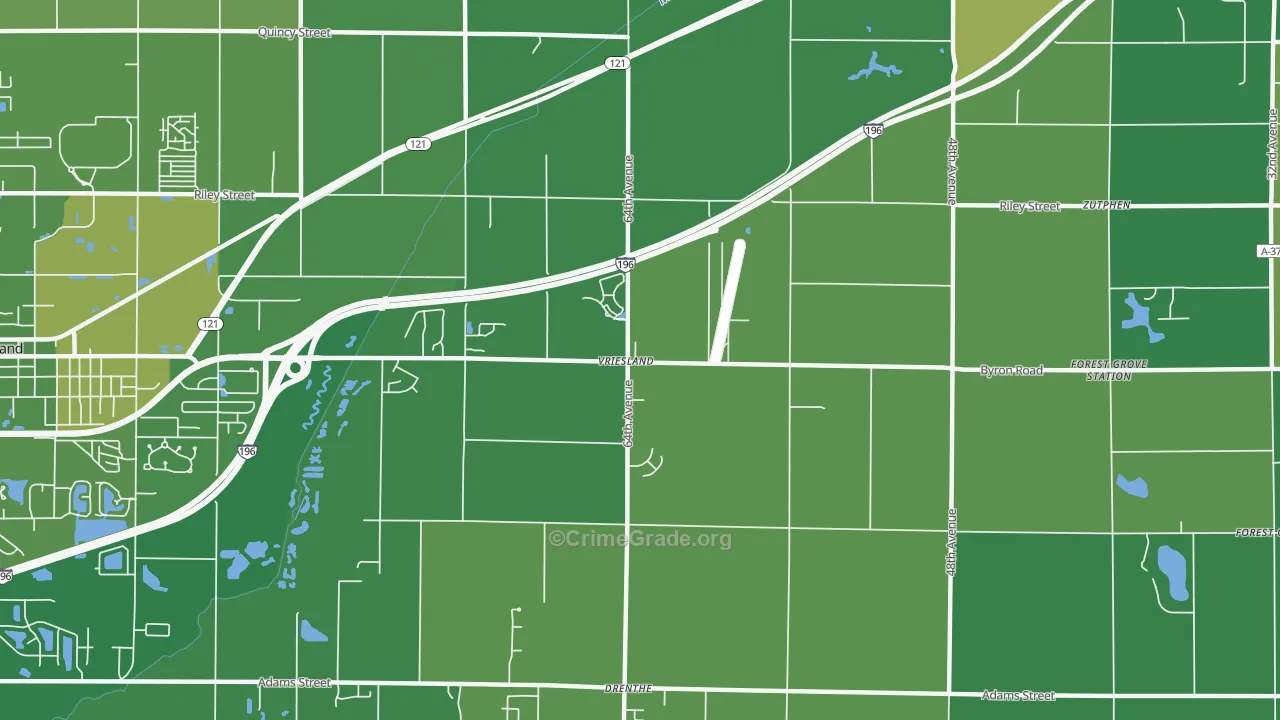 Vriesland, MI Map of Murder Rates