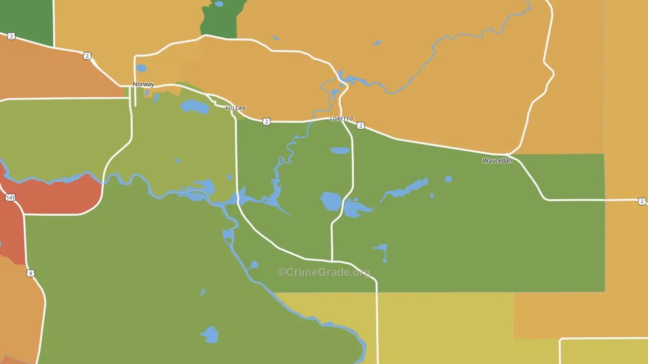 Vulcan, MI Map of Murder Rates