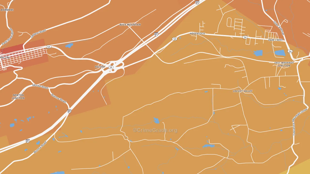 Vulcan, PA Map of Murder Rates