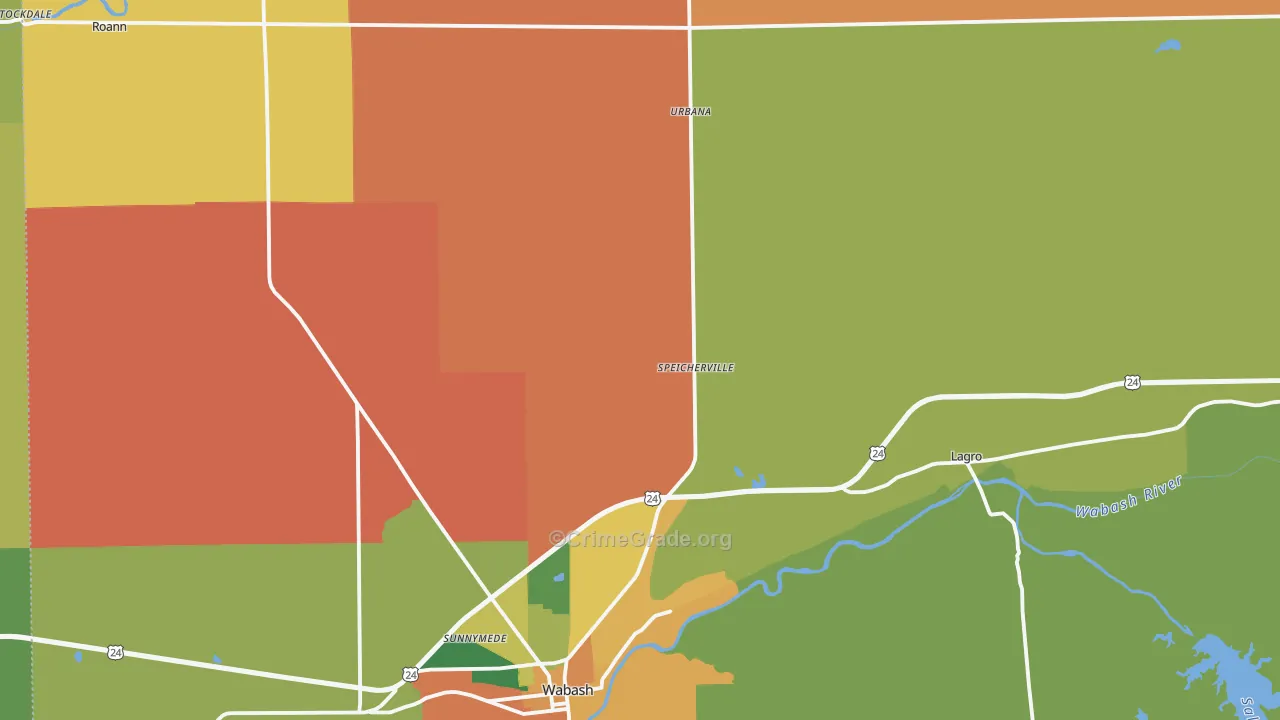 Wabash County, IN Map of Murder Rates