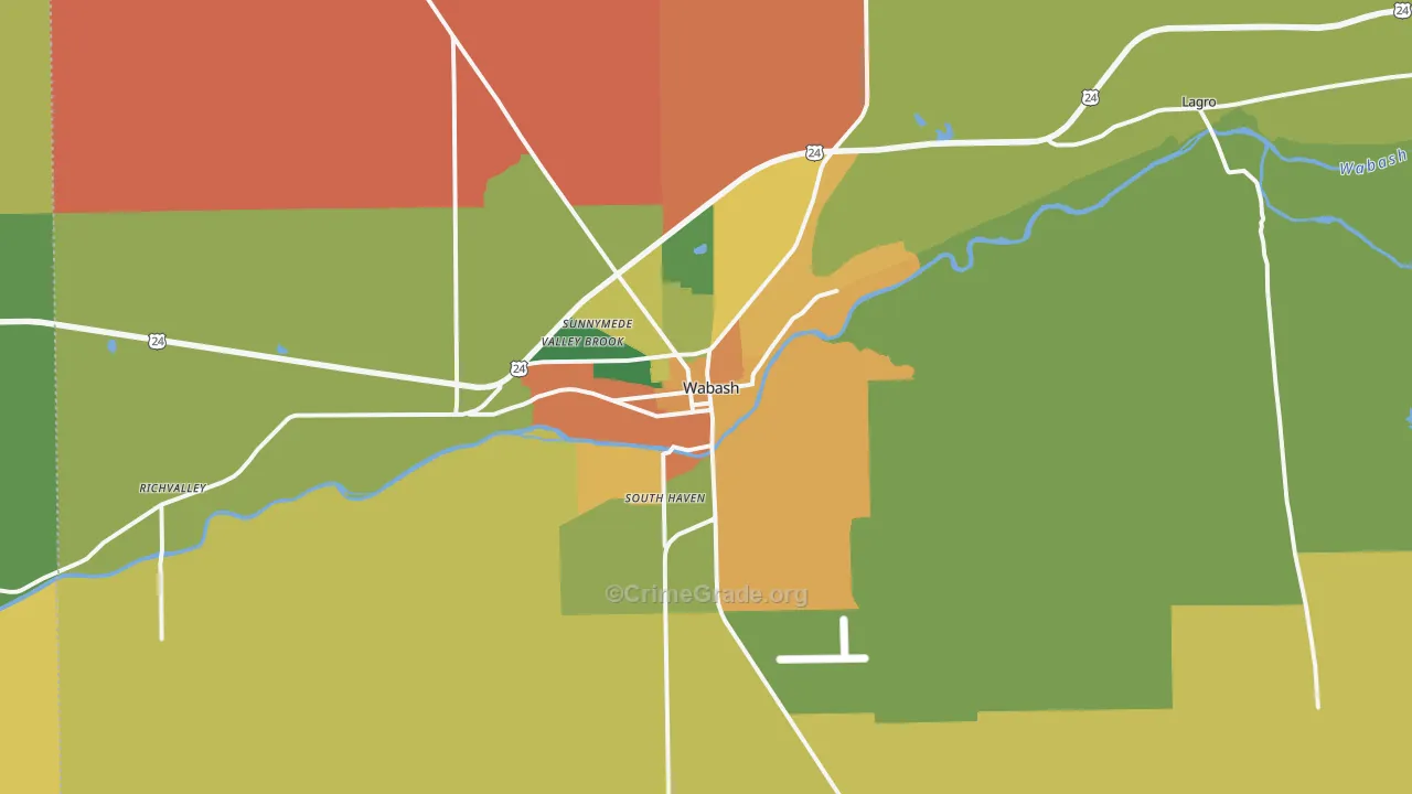 Wabash, IN Map of Murder Rates