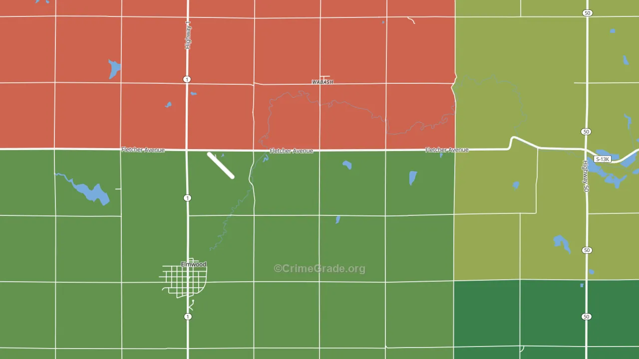 Wabash, NE Map of Murder Rates