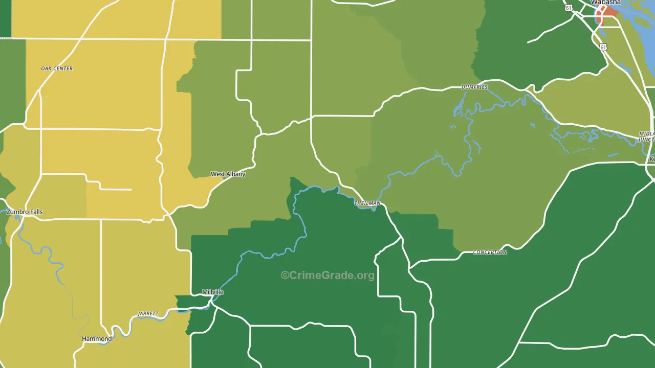 Wabasha County, MN Map of Murder Rates