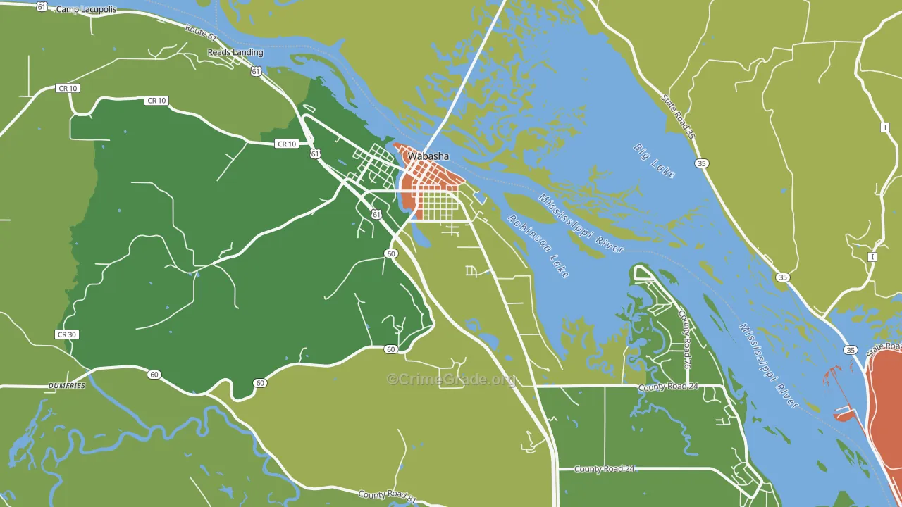 Wabasha, MN Map of Murder Rates