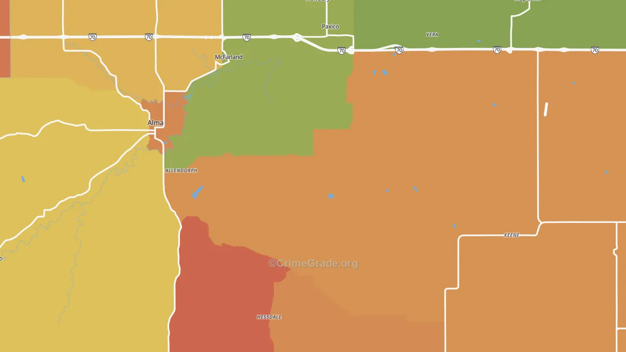 Wabaunsee County, KS Map of Murder Rates