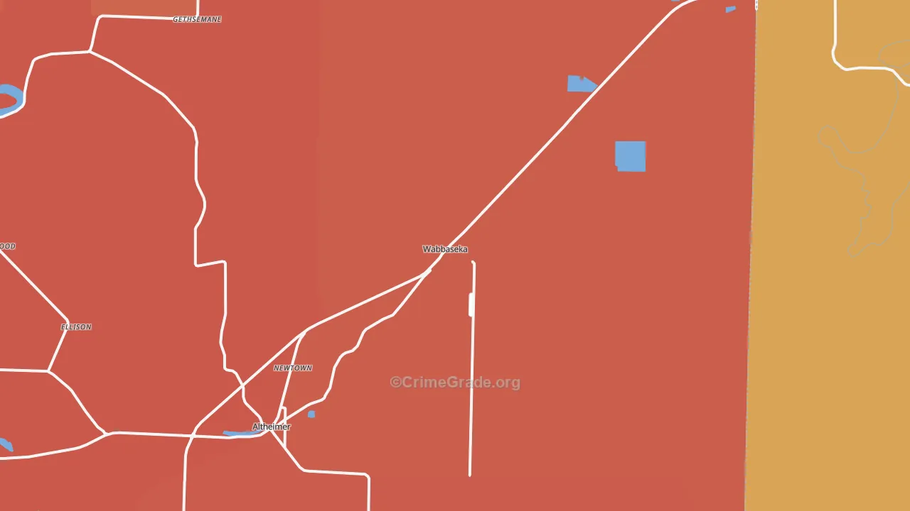 Wabbaseka, AR Map of Murder Rates