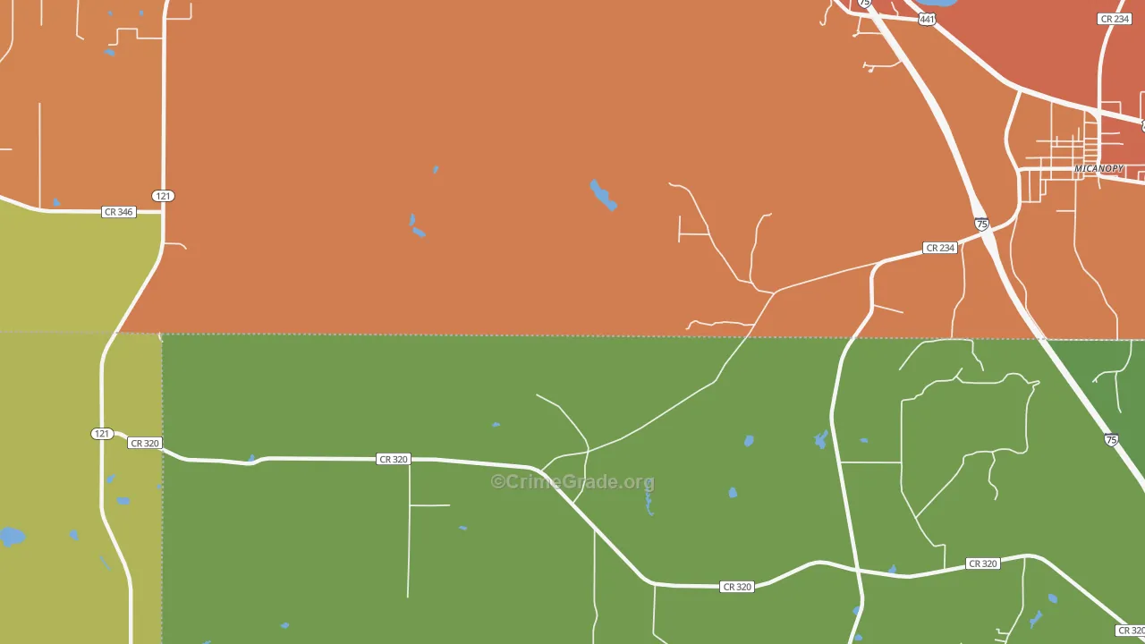 Wacahoota, FL Map of Murder Rates