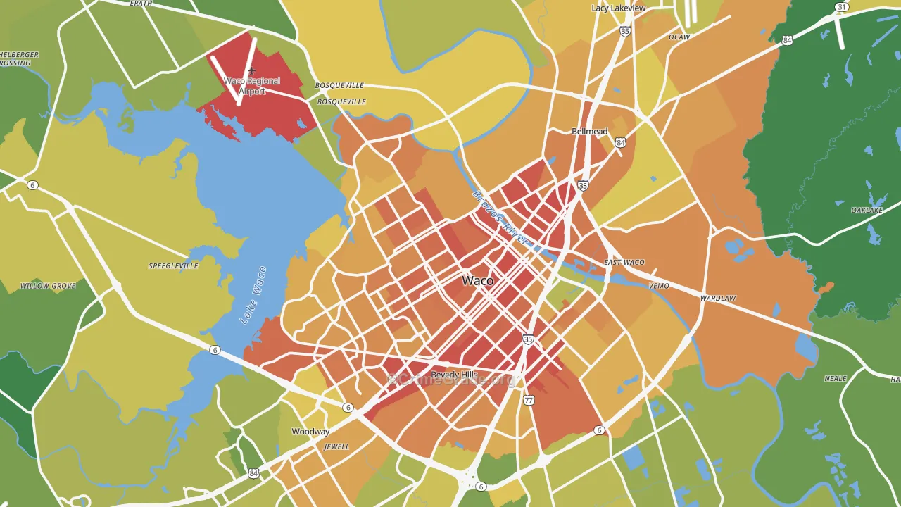 Waco, TX Map of Murder Rates
