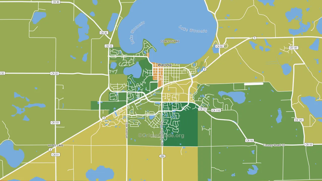 Waconia, MN Map of Murder Rates