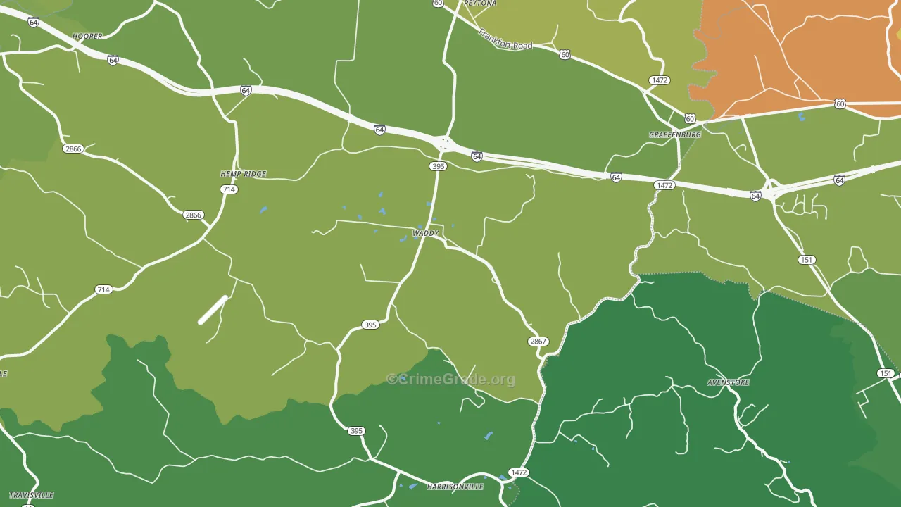 Waddy, KY Map of Murder Rates