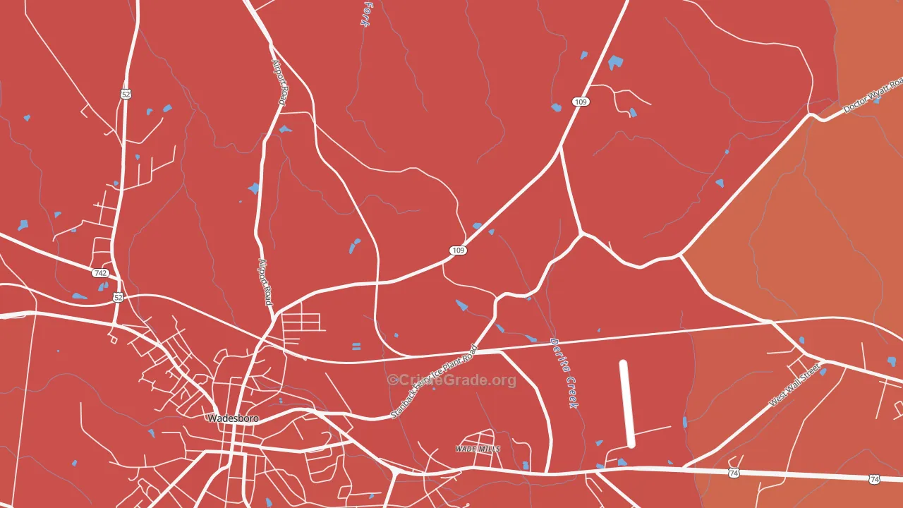 Wade Mills, NC Map of Murder Rates
