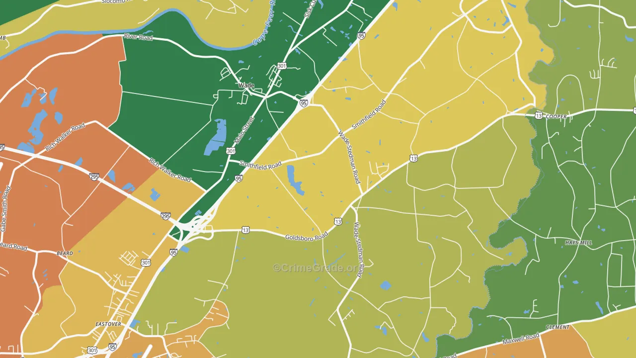 Wade, NC Map of Murder Rates