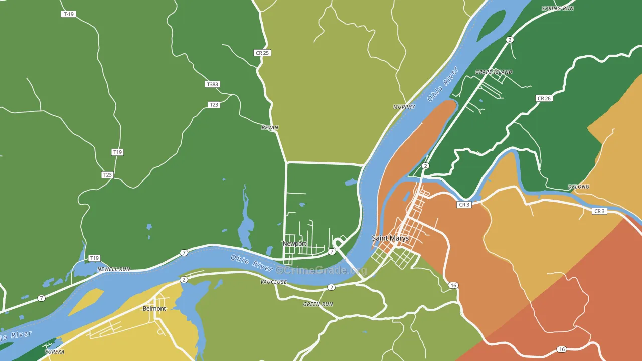 Wade, OH Map of Murder Rates