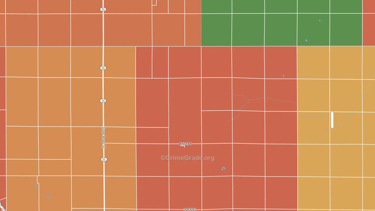Wadena, IN Map of Murder Rates