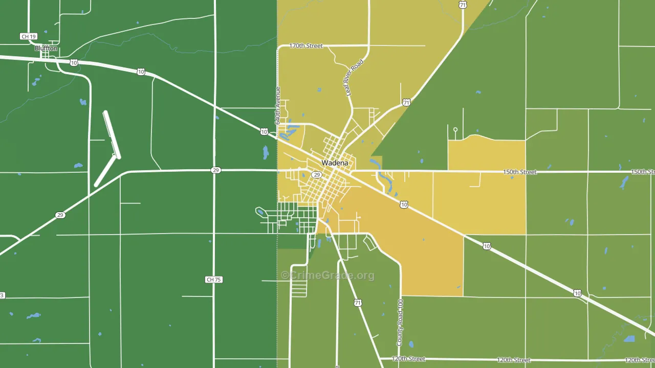 Wadena, MN Map of Murder Rates
